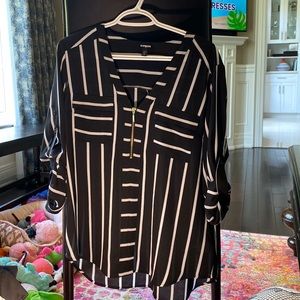 Express striped blouse with half zip.